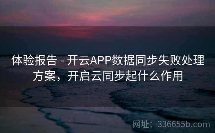 体验报告 - 开云APP数据同步失败处理方案，开启云同步起什么作用